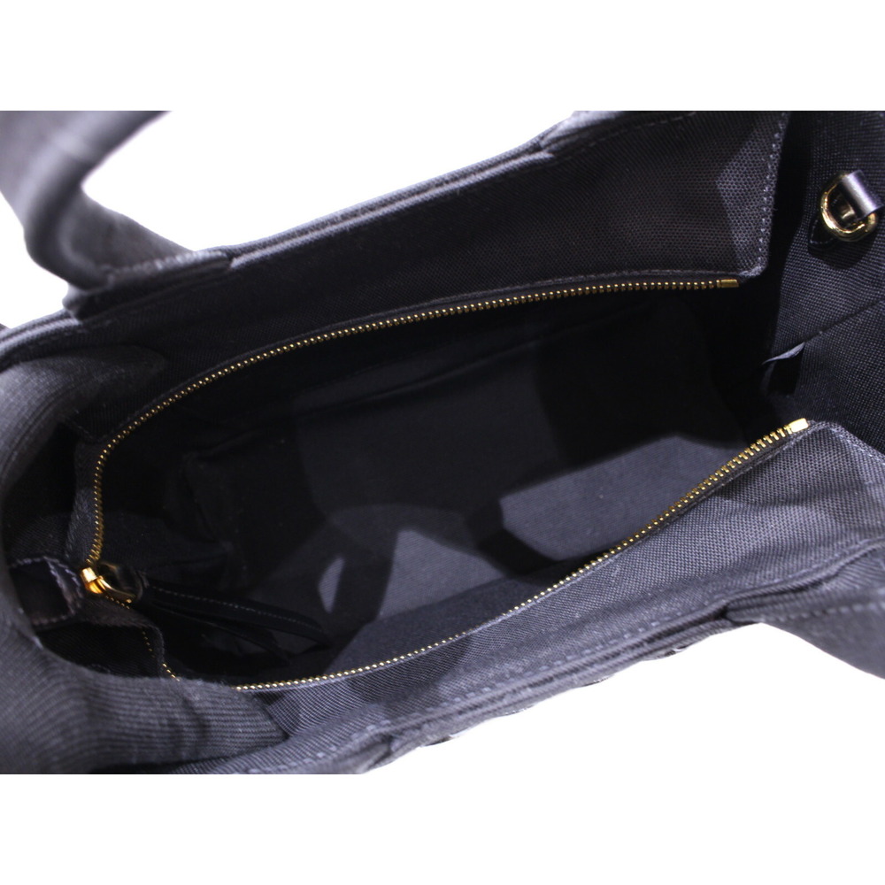 Prada Basket Bag Wicker Canvas Black Mirror Shoulder Strap - Picture 6 of 7